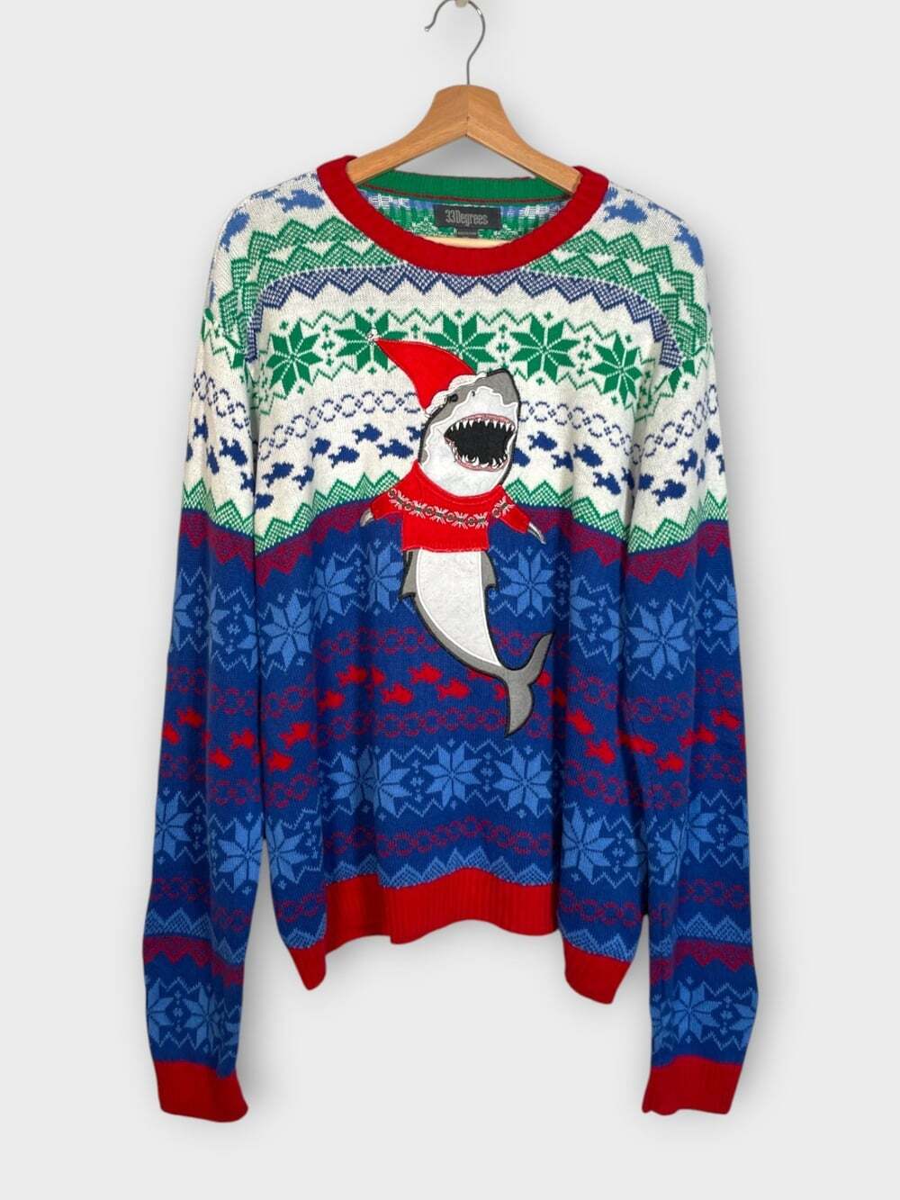 SHARK Ugly Christmas Sweater Mens XL Funny Holiday Knit Pullover Nautical